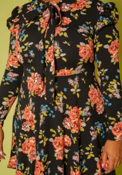 Plus Size Rose Floral Print High Low Flare Dress -Asoph Fashion Shop 2019883 001 4