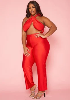 Plus Size Halter Neck Flare Jumpsuit -Asoph Fashion Shop 2019903 001 2