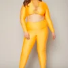 Plus Size Slit Hem Crop Top & Leggings Set