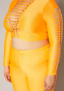 Plus Size Slit Hem Crop Top & Leggings Set -Asoph Fashion Shop 2019904 001 4