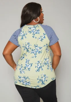 Plus Size Floral Print Twist Hem Shirt -Asoph Fashion Shop 2019939 001 3