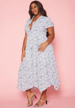 Plus Size Floral Print Flare Maxi Dress -Asoph Fashion Shop 2019942 001 2