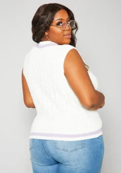 Plus Size Cable Knit Varsity Top -Asoph Fashion Shop 2019945 003 3