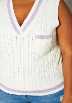 Plus Size Cable Knit Varsity Top -Asoph Fashion Shop 2019945 003 4