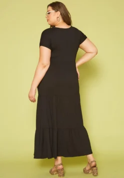 Plus Size Short Sleeve Flare Maxi Dress -Asoph Fashion Shop 2019947 001 2