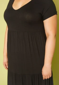 Plus Size Short Sleeve Flare Maxi Dress -Asoph Fashion Shop 2019947 001 3