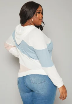 Plus Size Color Block Ribbed Hooded Sweater -Asoph Fashion Shop 2019948 001 3
