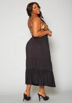 Plus Size Tiered Flare Maxi Skirt -Asoph Fashion Shop 2019949 001 3