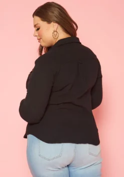 Plus Size Collar Neck Button Up Shirt -Asoph Fashion Shop 2019950 001 3