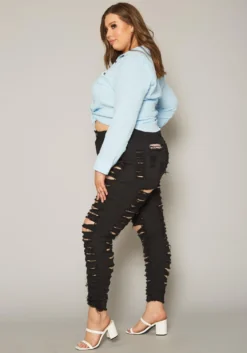 Plus Size Distressed Denim Jeans -Asoph Fashion Shop 2019955 001 3