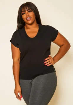 Plus Size Embroidered V-Neck Top