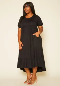 Plus Size Short Sleeve Flare Maxi Dress -Asoph Fashion Shop 2019976 001 3