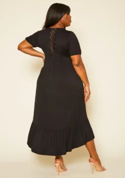 Plus Size Short Sleeve Flare Maxi Dress -Asoph Fashion Shop 2019976 001 4