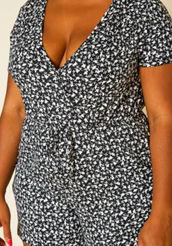 Plus Size Surplice Floral Print Romper -Asoph Fashion Shop 2019981 001 5