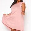 Plus Size Ruffle Sleeve Flare Mini Dress