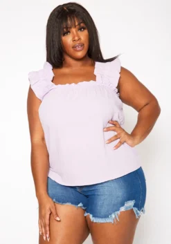 Plus Size Short Sleeve Linen Top