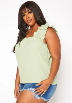 Plus Size Short Sleeve Linen Top -Asoph Fashion Shop 2019986 005 2