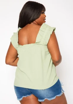 Plus Size Short Sleeve Linen Top -Asoph Fashion Shop 2019986 005 3