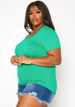 Plus Size Pocket Hem Casual T Shirt -Asoph Fashion Shop 2019990 003 2