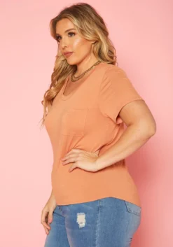Plus Size Pocket Hem Casual T Shirt -Asoph Fashion Shop 2019990 005 2