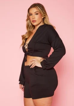 Plus Size Corset Crop Top & Shorts Set -Asoph Fashion Shop 2019995 001 3