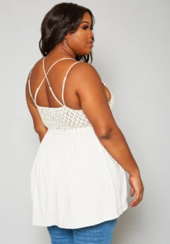 Plus Size Crochet Hem Flare Blouse -Asoph Fashion Shop 2020008 001 3