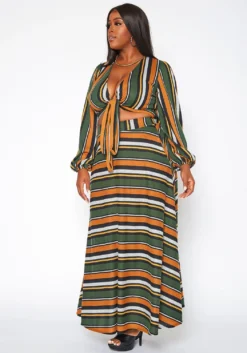 Plus Size Multi Striped Two Piece Set -Asoph Fashion Shop 2020016 002 3