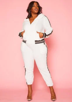 Plus Size Velvet Two Piece Tracksuit