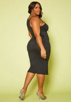 Plus Size Basic Slit Hem Cami Dress -Asoph Fashion Shop 2020030 001 3