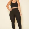 Plus Size Ribbed Racerback Tank Top & Leggings Set