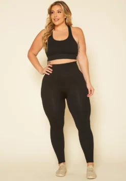 Plus Size Ribbed Racerback Tank Top & Leggings Set
