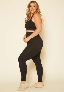 Plus Size Ribbed Racerback Tank Top & Leggings Set -Asoph Fashion Shop 2020106 001 2