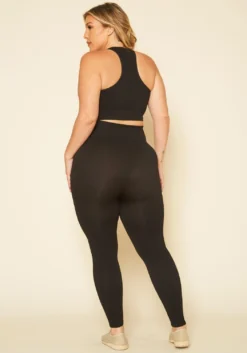 Plus Size Ribbed Racerback Tank Top & Leggings Set -Asoph Fashion Shop 2020106 001 3