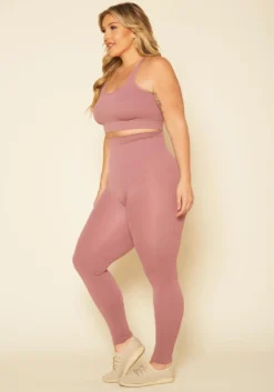 Plus Size Ribbed Racerback Tank Top & Leggings Set -Asoph Fashion Shop 2020106 002 2