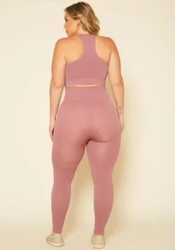 Plus Size Ribbed Racerback Tank Top & Leggings Set -Asoph Fashion Shop 2020106 002 3