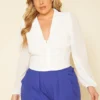 Plus Size Corset Hem Long Sleeve Top
