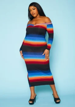 Plus Size Gradient Print Bodycon Maxi Dress -Asoph Fashion Shop 2020113 002 2