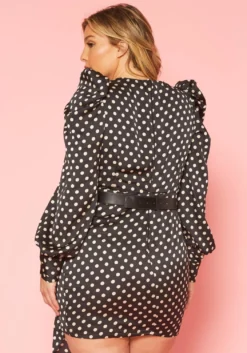 Plus Size Polka Dot Long Sleeve Mini Dress -Asoph Fashion Shop 2020120 001 3