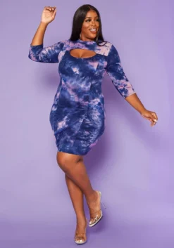 Plus Size Tie Dye Bodycon Mini Dress
