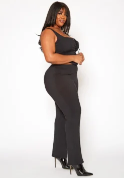 Plus Size Cross Lace Corset Top & Pants Set -Asoph Fashion Shop 2020153 001 2