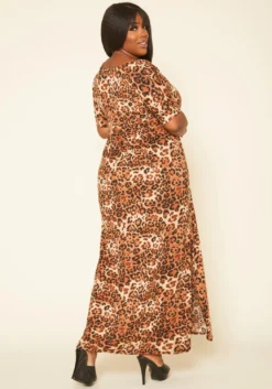 Plus Size Leopard Print Flare Maxi Dress -Asoph Fashion Shop 2020156 001 3