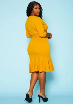 Plus Size V Neck Flare Mini Dress -Asoph Fashion Shop 2020159 007 4