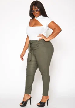 Plus Size Paperbag High Waist Skinny Pants -Asoph Fashion Shop 2020161 003 2