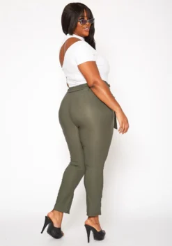 Plus Size Paperbag High Waist Skinny Pants -Asoph Fashion Shop 2020161 003 3