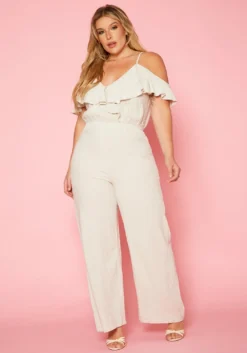 Plus Size Ruffle Hem Flare Jumpsuit