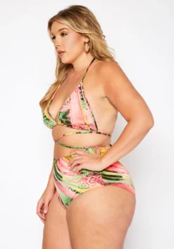 Plus Size Pink Sand Beach Three Piece Bikini Set -Asoph Fashion Shop 2020188 001 1