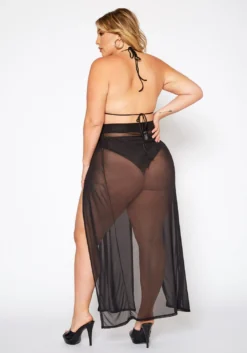 Plus Size High Waist Double Slit Hem Cover Up Skirt -Asoph Fashion Shop 2020190 001 3