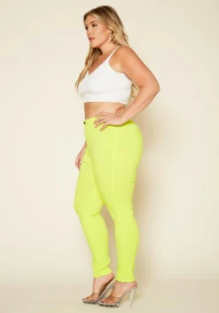 Plus Size Neon Yellow High Waist Skinny Jeans -Asoph Fashion Shop 2020200 001 2