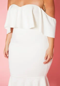 Plus Size Off Shoulder Ruffle Hem Midi Dress -Asoph Fashion Shop 2020207 001 4