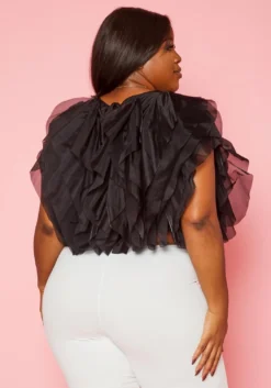 Plus Size Ruffle Tulle Crop Top -Asoph Fashion Shop 2020213 001 3